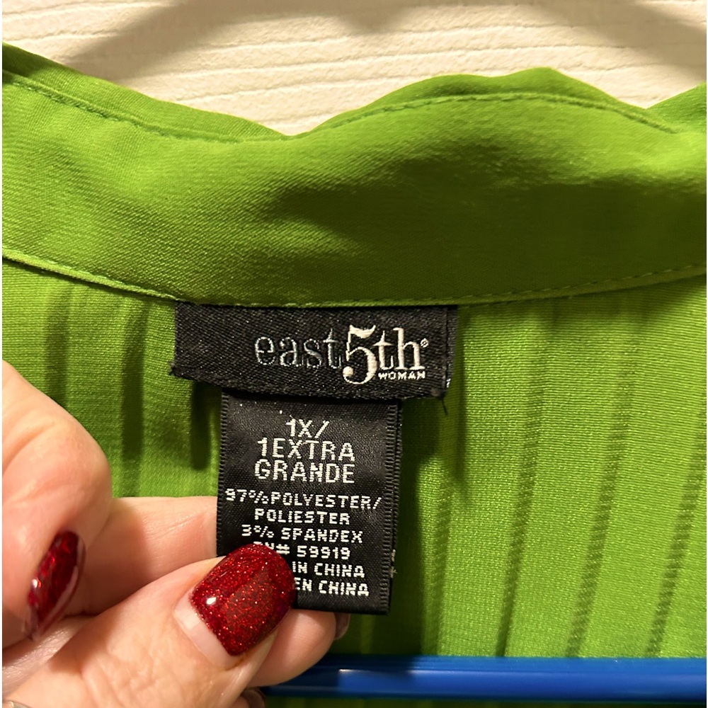 Gorgeous Lime Green East5th  Pleated blouse Size=XL